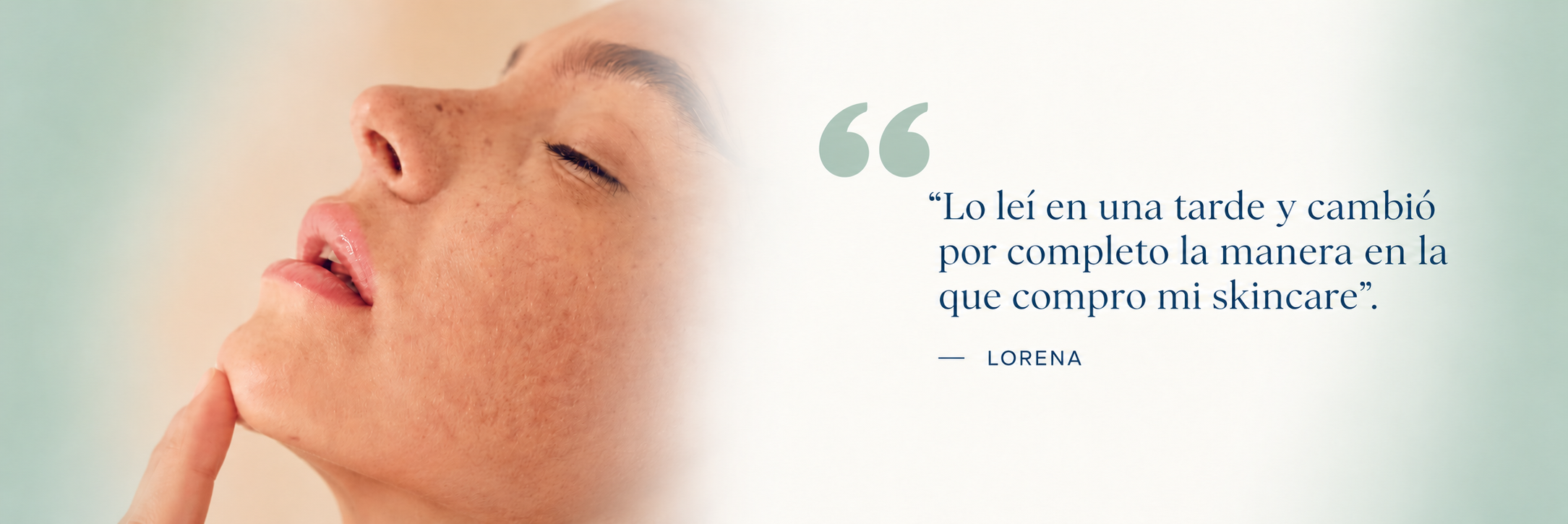Testimonio de skincare con retrato elegante